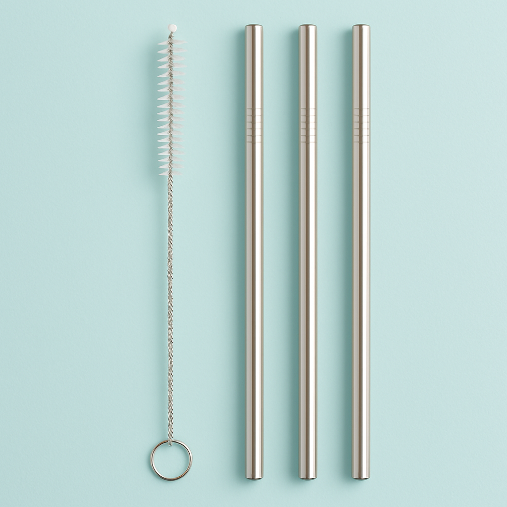 Set 3 pailles acier + brosse